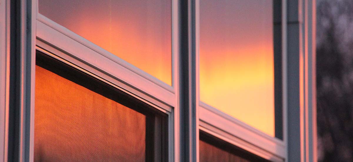 outside windows on house at dusk